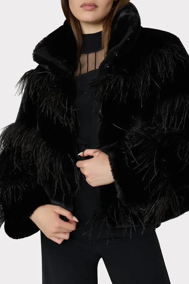 Women Coats and Jackets Milly Avah Faux Fur Jacket Black