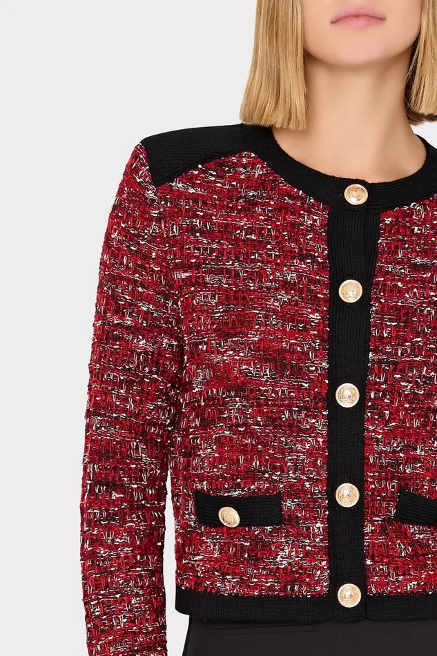 Women Coats and Jackets Milly Kelly Textured Knit Cardigan Claret Women Coats and Jackets Milly Kelly Textured Knit Cardigan Claret