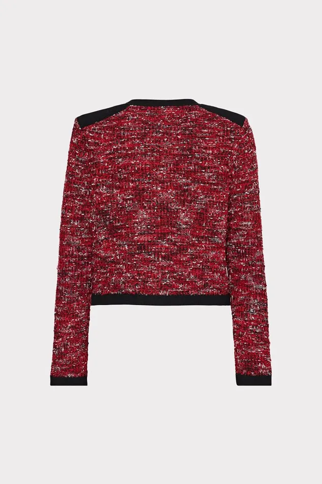 Women Coats and Jackets Milly Kelly Textured Knit Cardigan Claret Women Coats and Jackets Milly Kelly Textured Knit Cardigan Claret