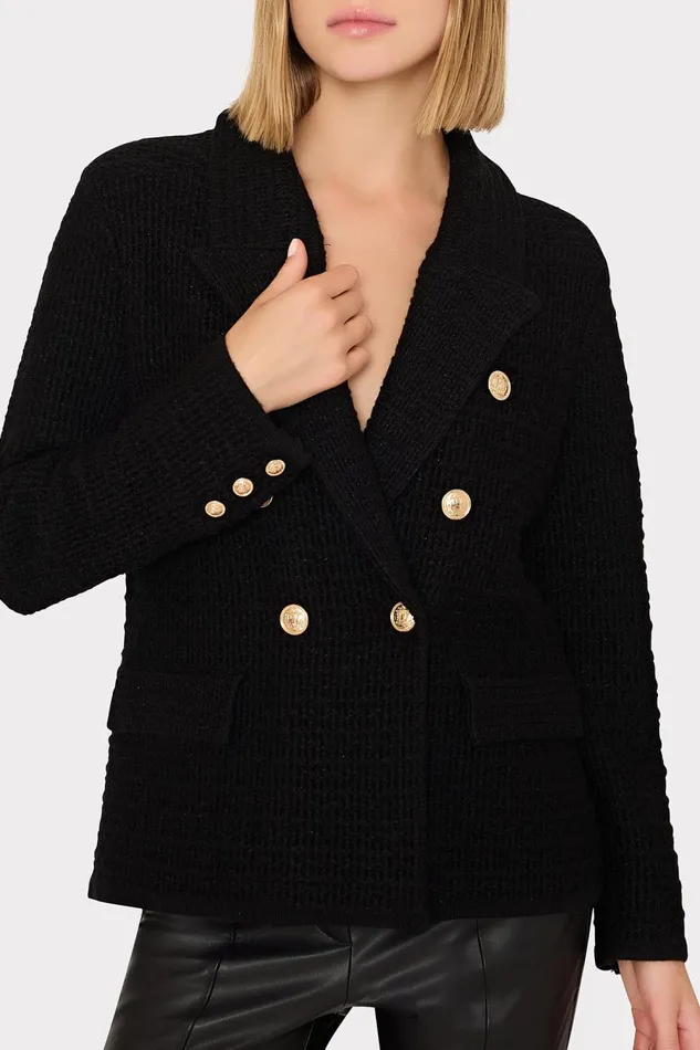 Women Coats and Jackets Milly Kimmie Textured Knit Blazer Black Women Coats and Jackets Milly Kimmie Textured Knit Blazer Black