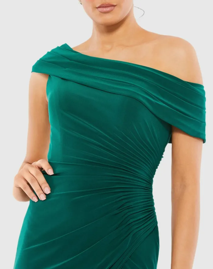 Women Cocktail Dresses Mac Duggal Ruched OffTheShoulder Midi Dress Red