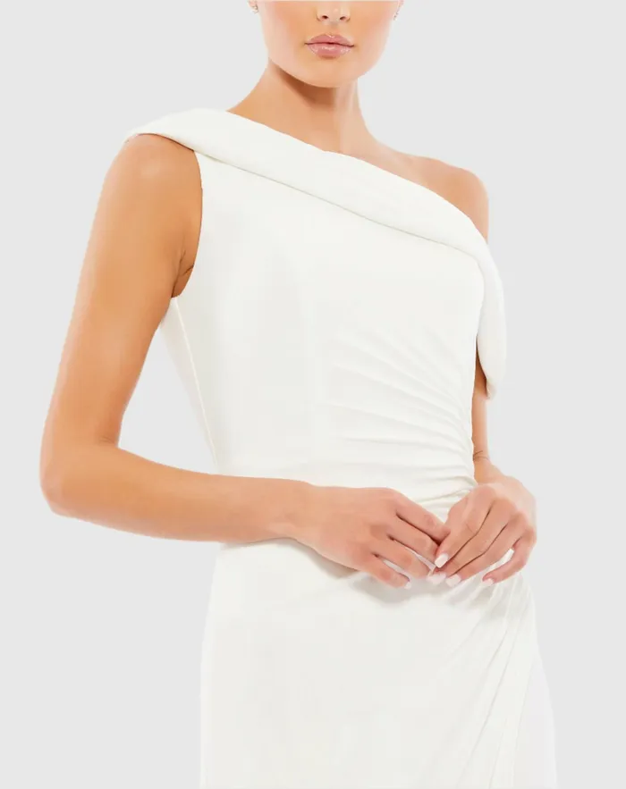 Women Cocktail Dresses Mac Duggal Ruched OffTheShoulder Midi Dress Red