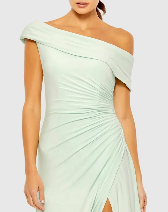 Women Cocktail Dresses Mac Duggal Ruched OffTheShoulder Midi Dress Red