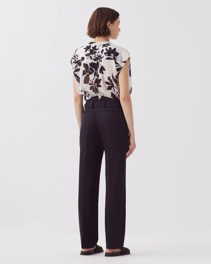 Women Colette 8211 Slim Fit Straight Wool Trousers Black Beauty Comptoir Des Cotonniers Trousers
