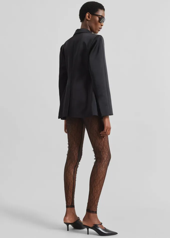 Women Colette Hourglass Satin Blazer 8211 Black The Frankie Shop Outerwear