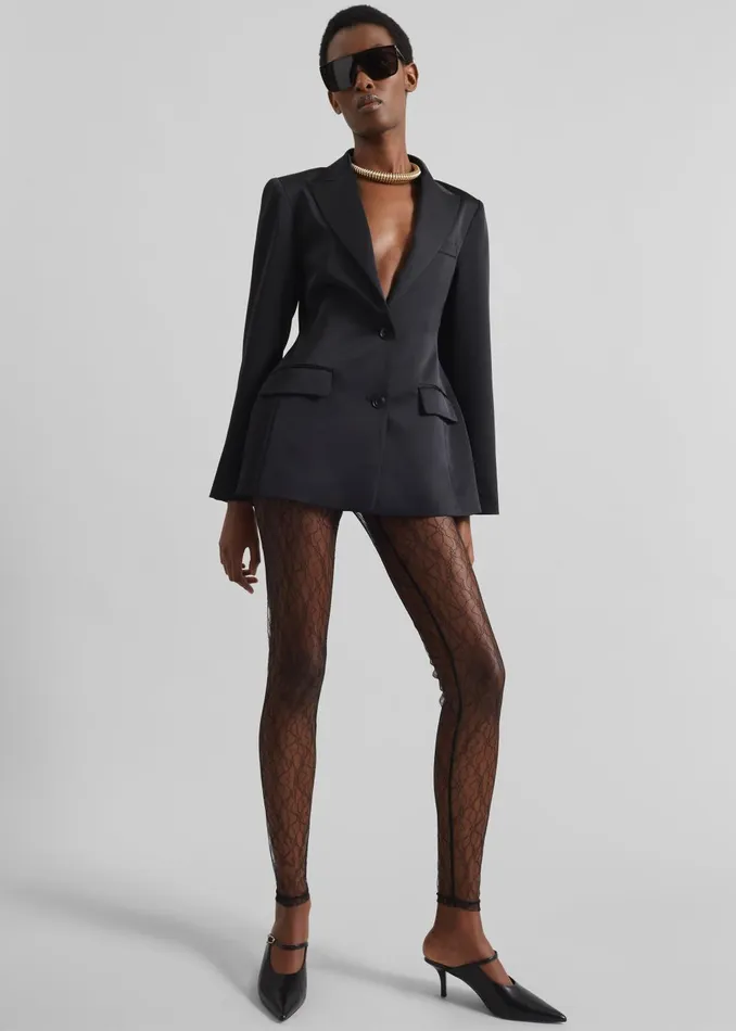 Women Colette Hourglass Satin Blazer 8211 Black The Frankie Shop Outerwear