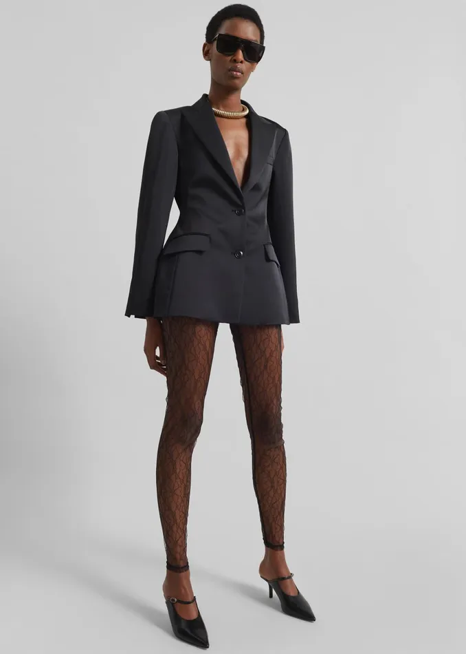Women Colette Hourglass Satin Blazer 8211 Black The Frankie Shop Outerwear