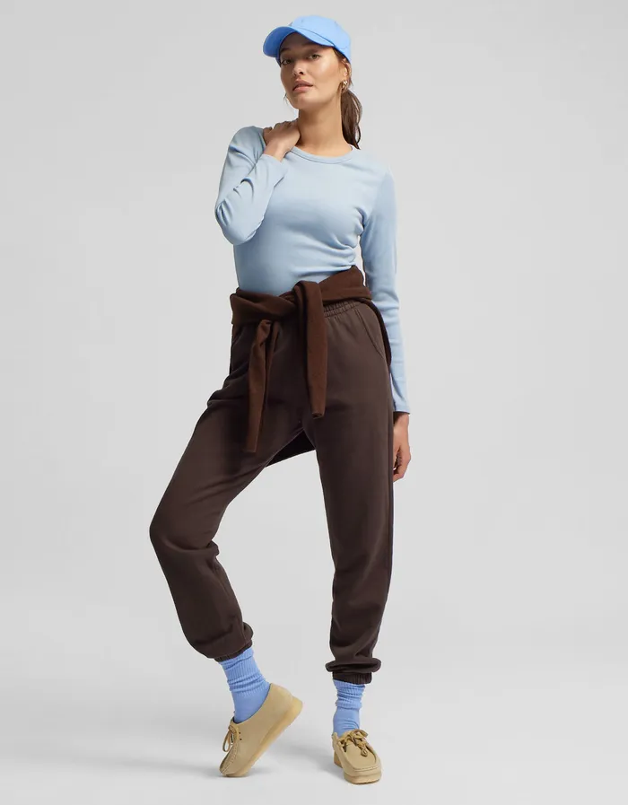 Women Colorfulstandard Women Organic Rib LS TShirt 8211 Coffee Brown TShirts