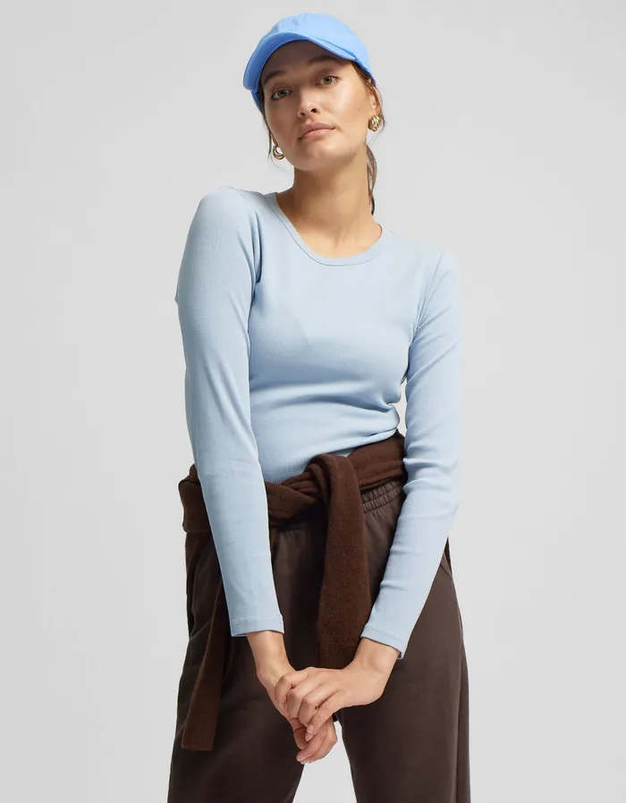 Women Colorfulstandard Women Organic Rib LS TShirt 8211 Coffee Brown TShirts