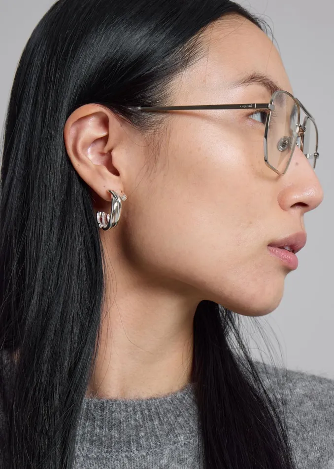 Women Completedworks Zirconia Hoop Earrings 8211 Silver The Frankie Shop