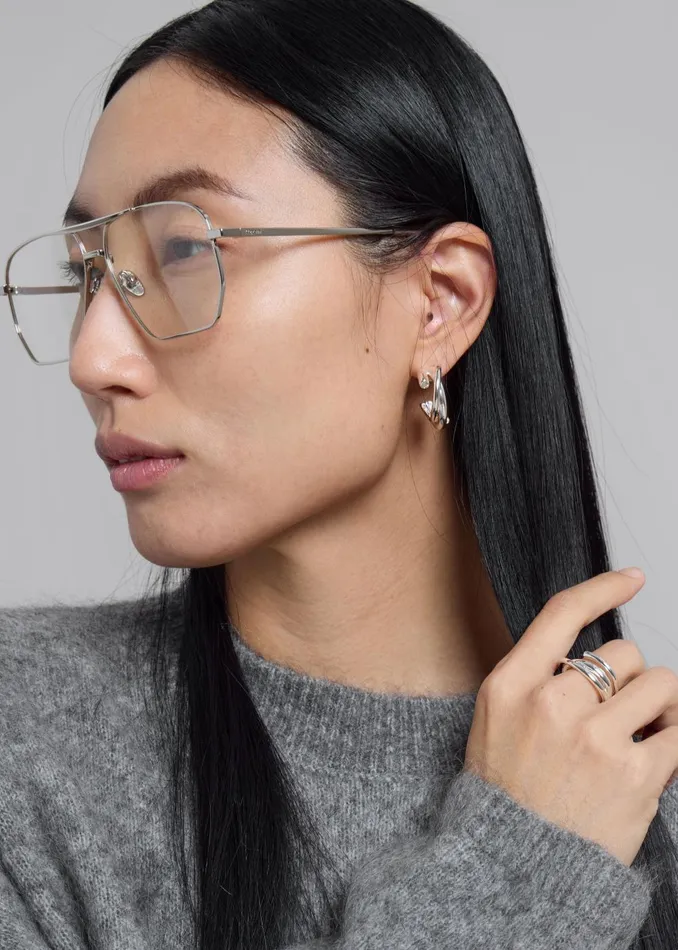 Women Completedworks Zirconia Hoop Earrings 8211 Silver The Frankie Shop