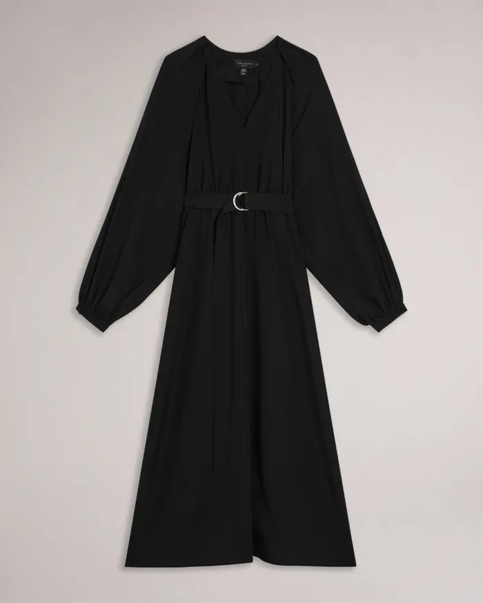 Women COMUS 8211 Midi Shirt Dress With Belted Waist Black Ted Baker Dresses