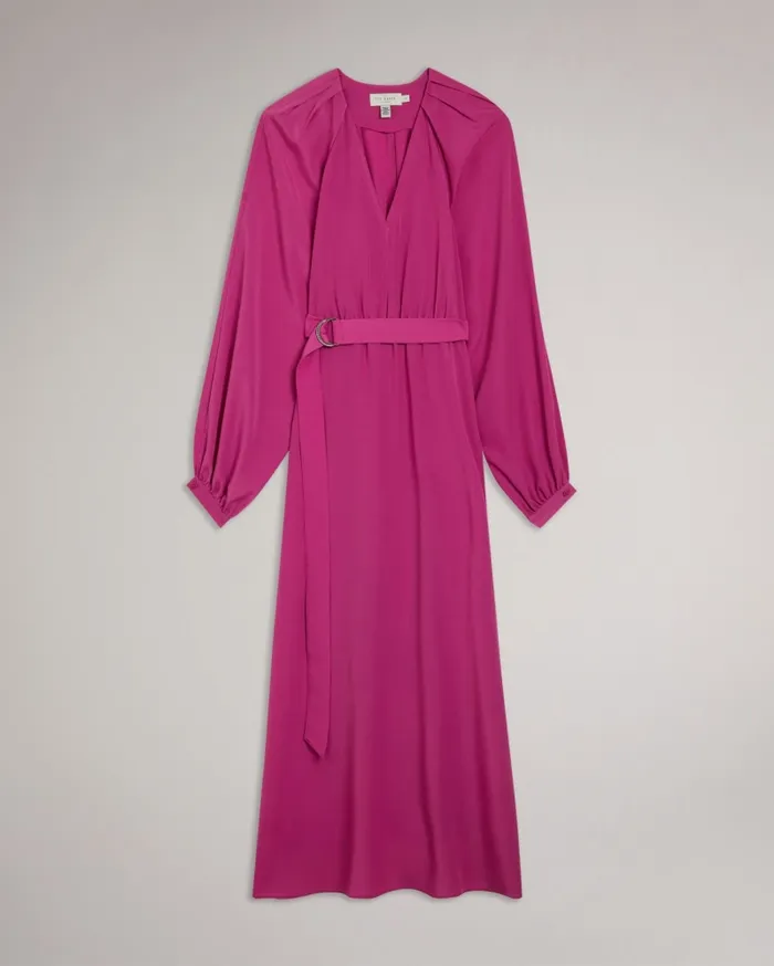 Women COMUS 8211 Midi Shirt Dress With Belted Waist Bright Pink Ted Baker Dresses