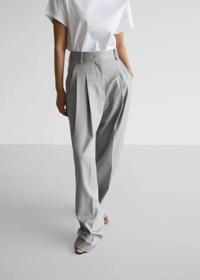 Women Cooper Pintuck Trousers 8211 Grey The Frankie Shop Bottoms