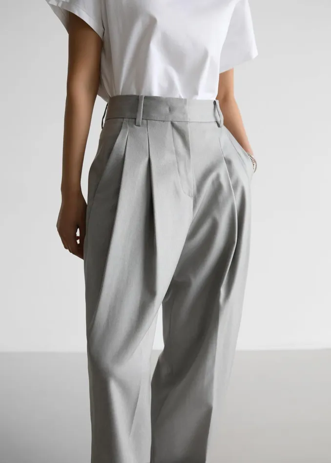 Women Cooper Pintuck Trousers 8211 Grey The Frankie Shop Bottoms