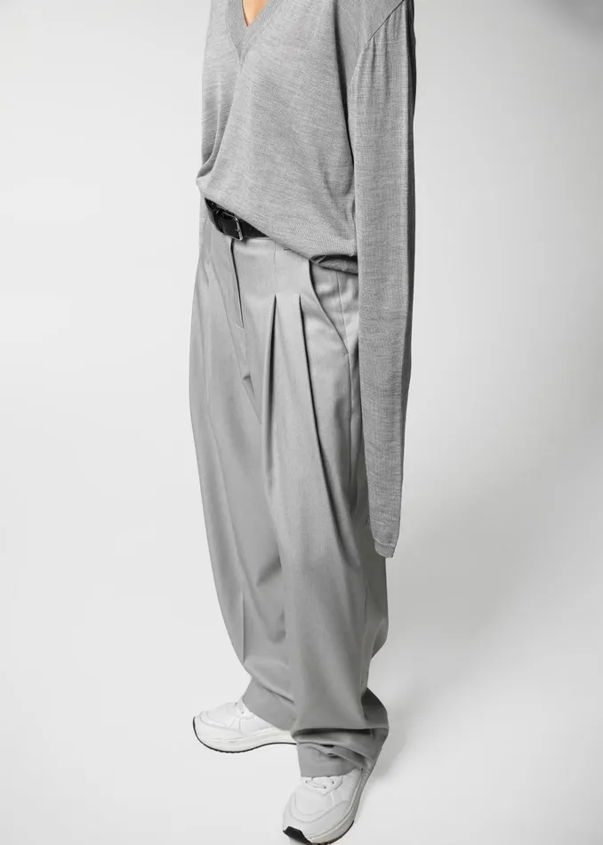 Women Cooper Pintuck Trousers 8211 Grey The Frankie Shop Bottoms