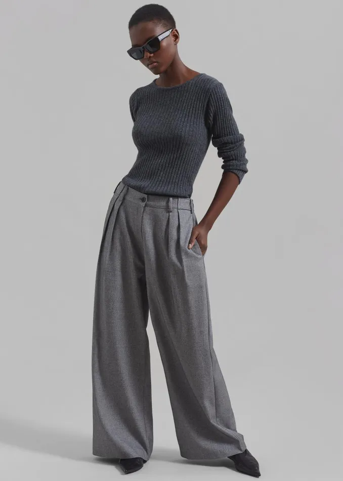 Women Cora Ribbed Sweater 8211 Charcoal The Frankie Shop Knitwear