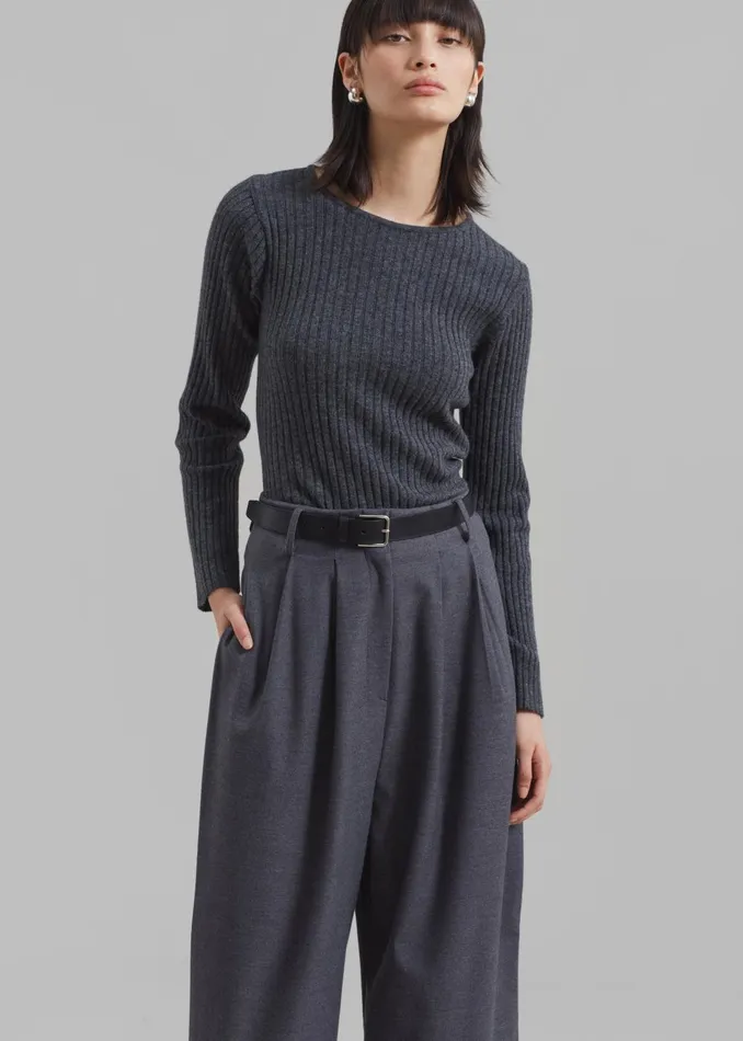 Women Cora Ribbed Sweater 8211 Charcoal The Frankie Shop Knitwear