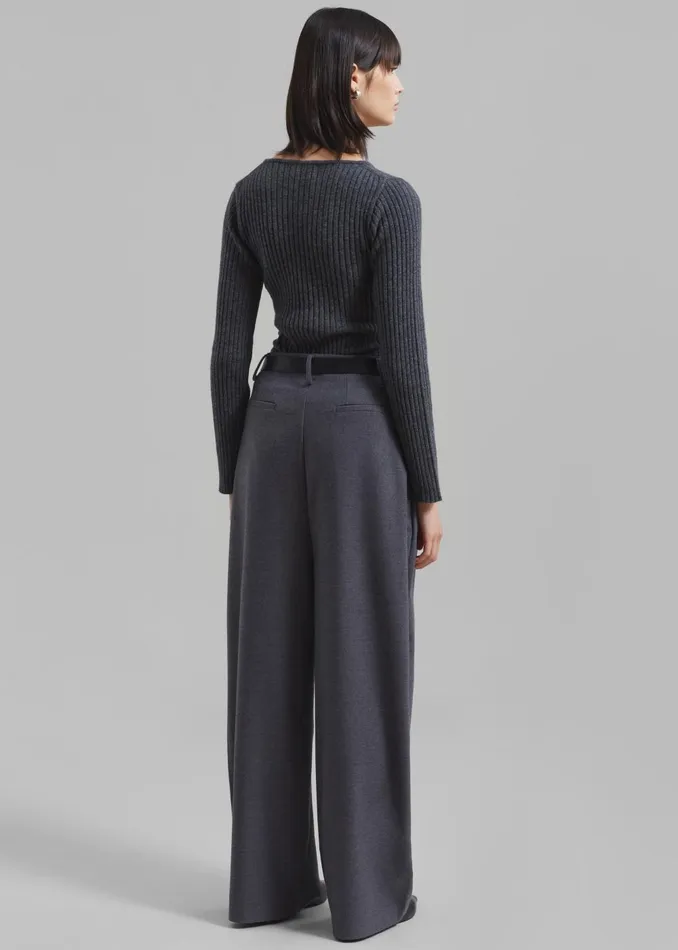 Women Cora Ribbed Sweater 8211 Charcoal The Frankie Shop Knitwear