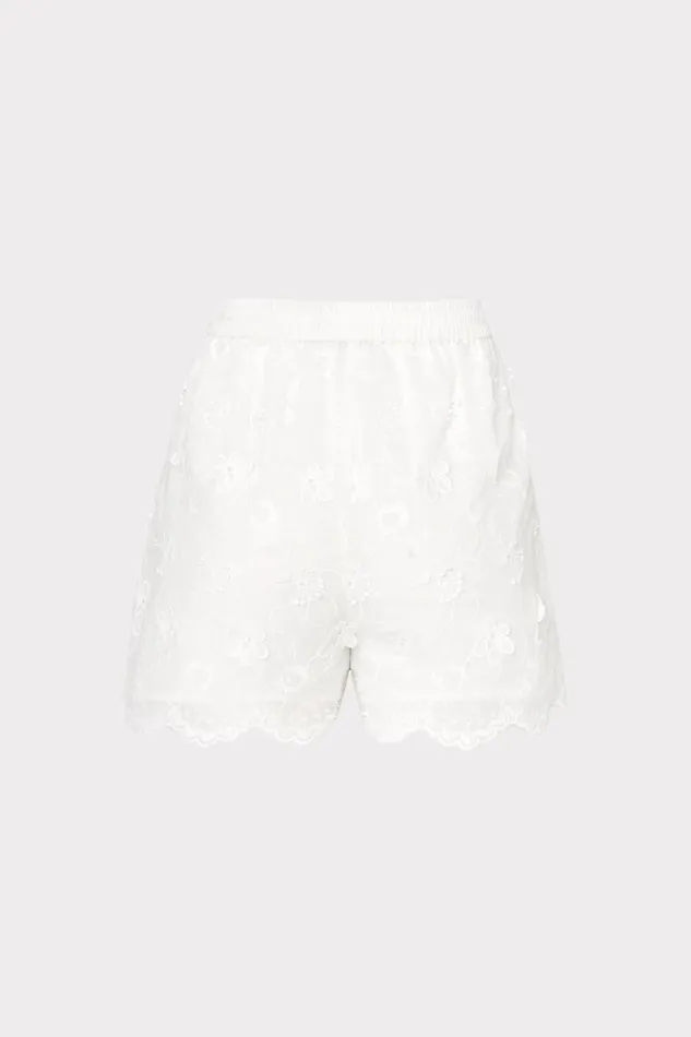 Women CoverUps Milly 3D Floral Cotton Eyelet Shorts White