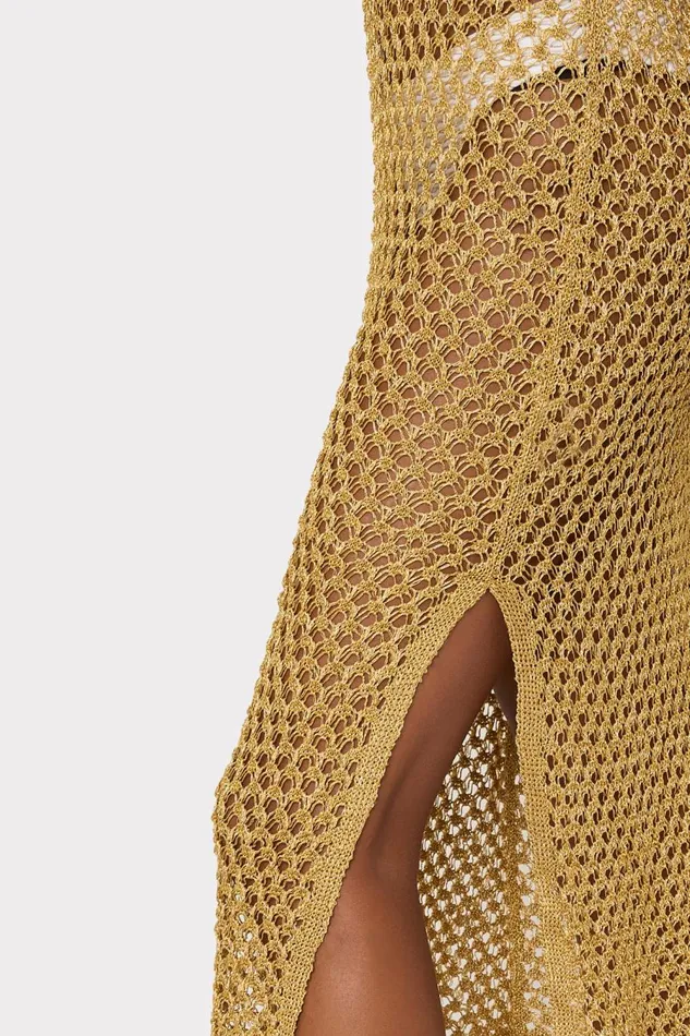 Women CoverUps Milly Metallic Mesh V Neck Midi CoverUp Dress Gold Women CoverUps Milly Metallic Mesh V Neck Midi CoverUp Dress Gold