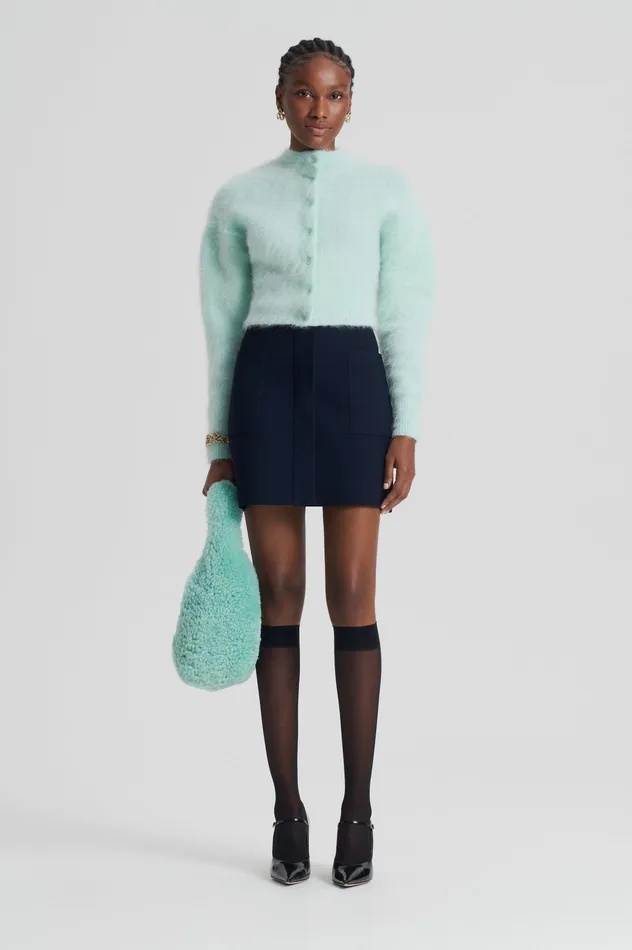 Women CREPE KNIT POCKET MINI SKIRT NAVY Skirts Scanlan Theodore