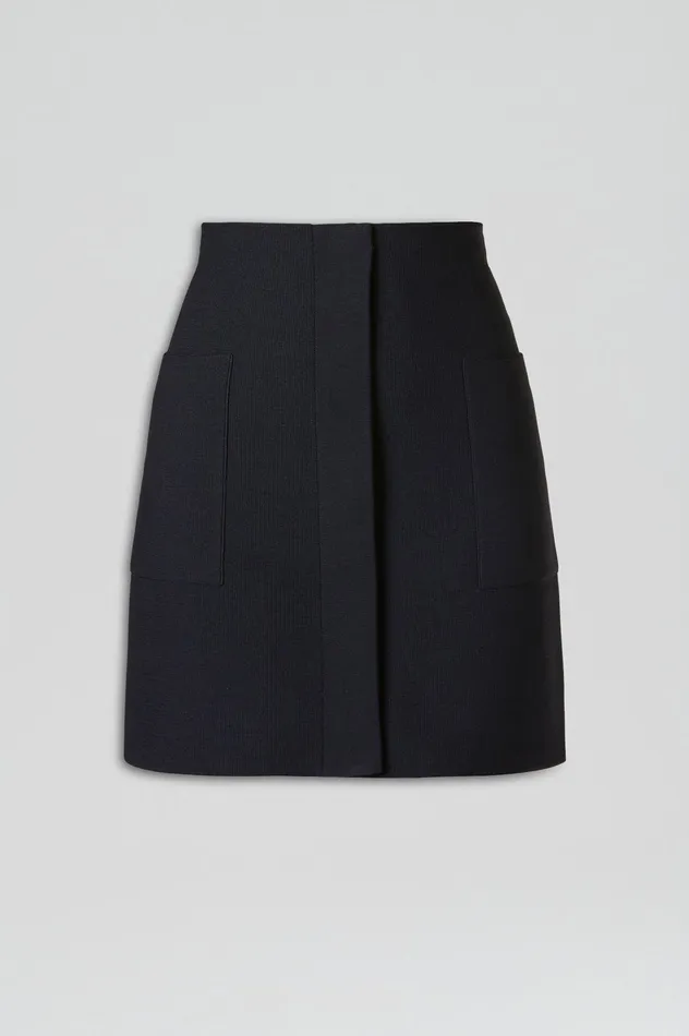 Women CREPE KNIT POCKET MINI SKIRT NAVY Skirts Scanlan Theodore