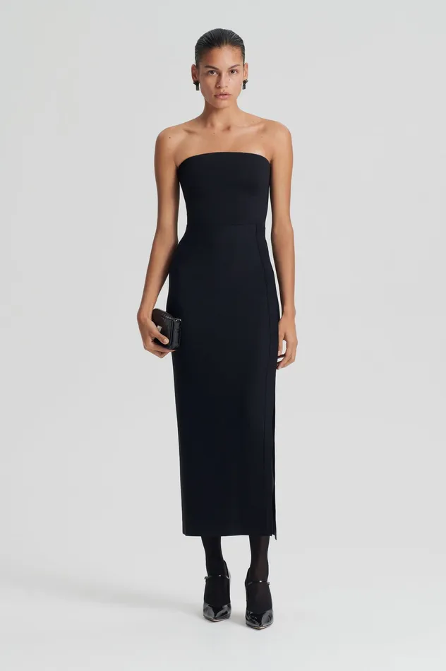 Women CREPE KNIT SPLIT SKIRT BLACK Skirts Scanlan Theodore
