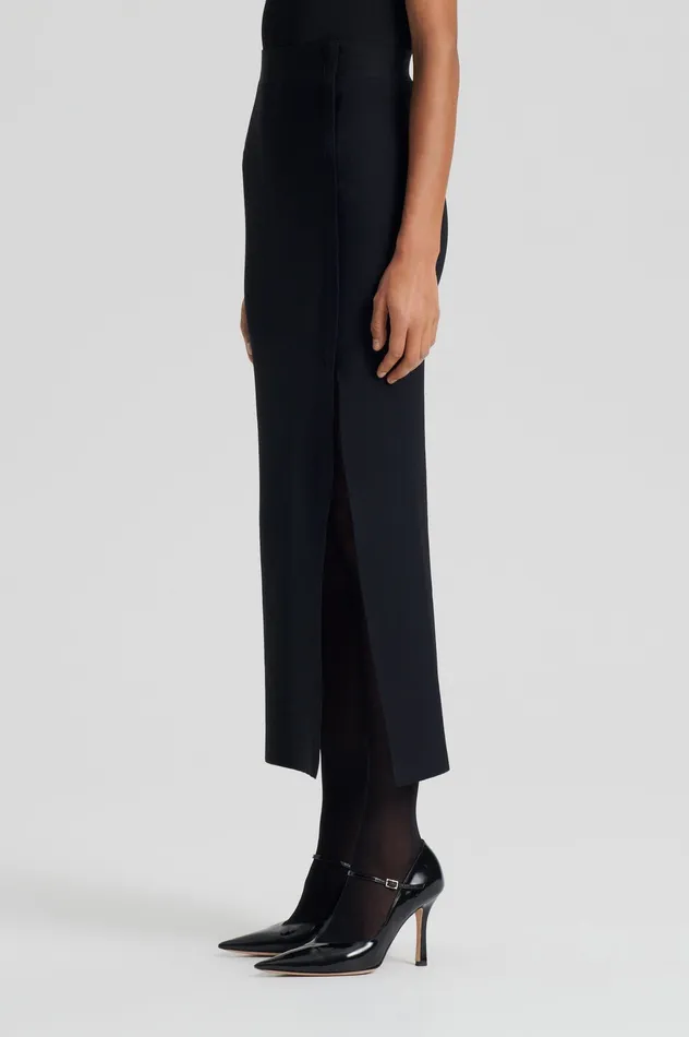 Women CREPE KNIT SPLIT SKIRT BLACK Skirts Scanlan Theodore Women CREPE KNIT SPLIT SKIRT BLACK Skirts Scanlan Theodore