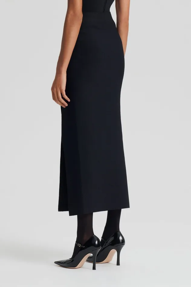 Women CREPE KNIT SPLIT SKIRT BLACK Skirts Scanlan Theodore Women CREPE KNIT SPLIT SKIRT BLACK Skirts Scanlan Theodore