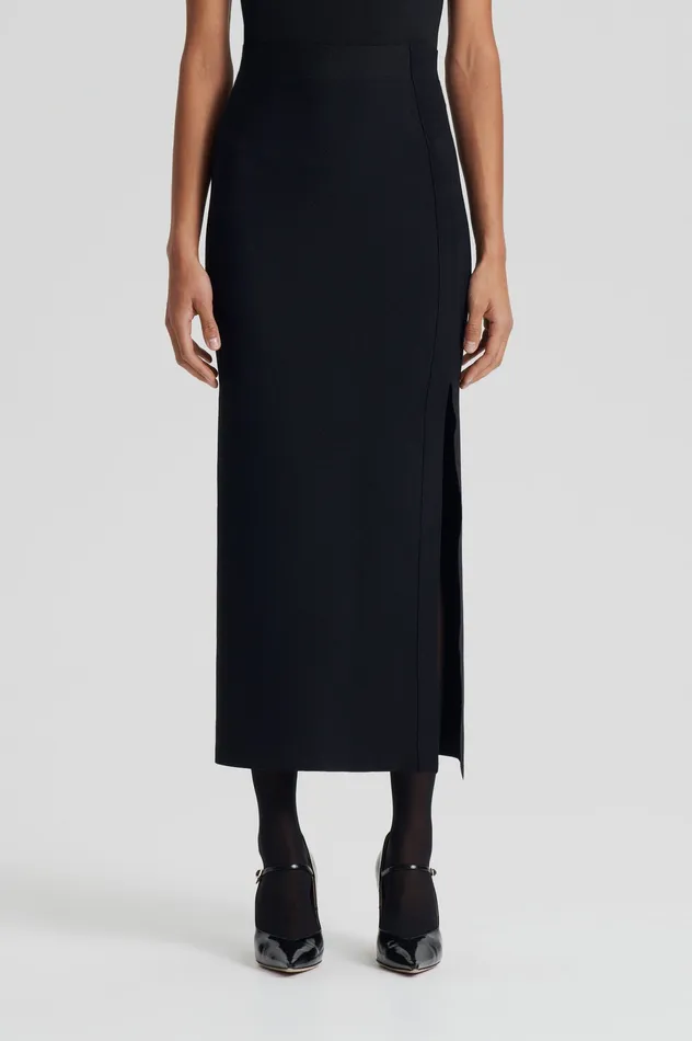 Women CREPE KNIT SPLIT SKIRT BLACK Skirts Scanlan Theodore Women CREPE KNIT SPLIT SKIRT BLACK Skirts Scanlan Theodore