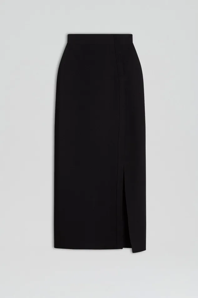 Women CREPE KNIT SPLIT SKIRT BLACK Skirts Scanlan Theodore Women CREPE KNIT SPLIT SKIRT BLACK Skirts Scanlan Theodore