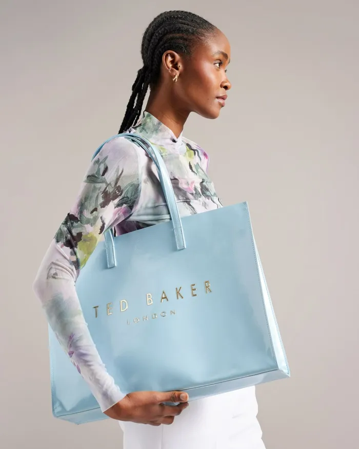 Women CRIKON 8211 Crinkle Faux Leather Icon Tote Bag Light Blue Ted Baker Tote Bags Women CRIKON 8211 Crinkle Faux Leather Icon Tote Bag Light Blue Ted Baker Tote Bags