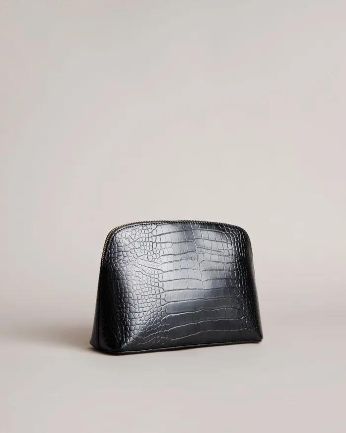 Women CROCALA 8211 Croc Detail Debossed Makeup Bag Black Ted Baker Wash and Makeup Bags