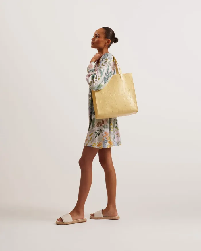 Women CROCCON 8211 Croc Detail Large Icon Bag Light Yellow Ted Baker Tote Bags Women CROCCON 8211 Croc Detail Large Icon Bag Light Yellow Ted Baker Tote Bags