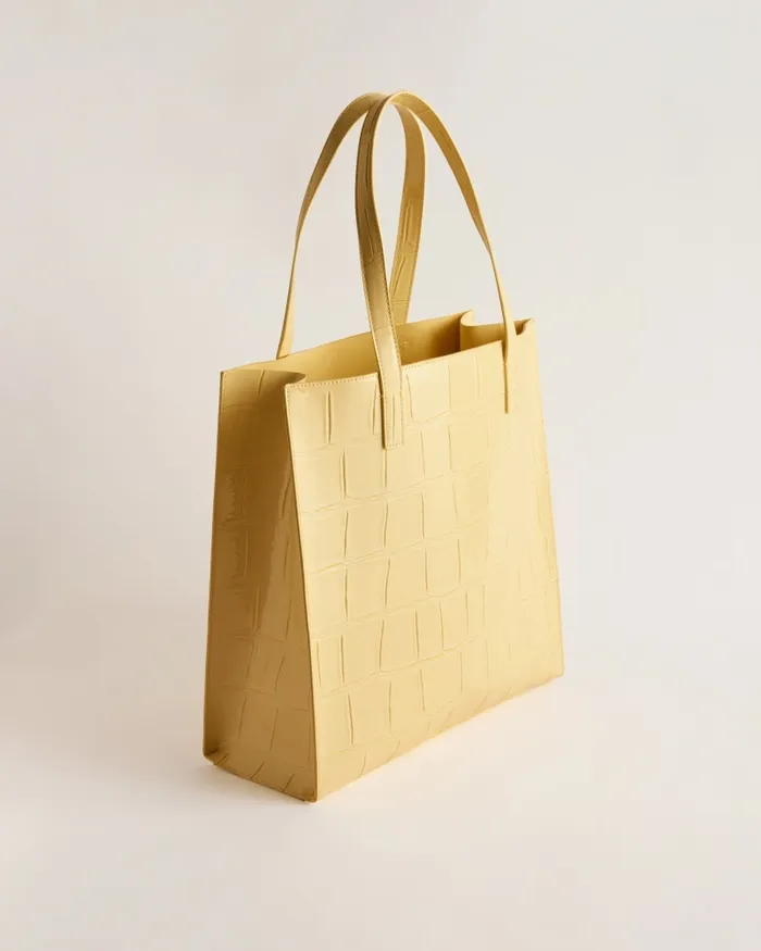 Women CROCCON 8211 Croc Detail Large Icon Bag Light Yellow Ted Baker Tote Bags Women CROCCON 8211 Croc Detail Large Icon Bag Light Yellow Ted Baker Tote Bags