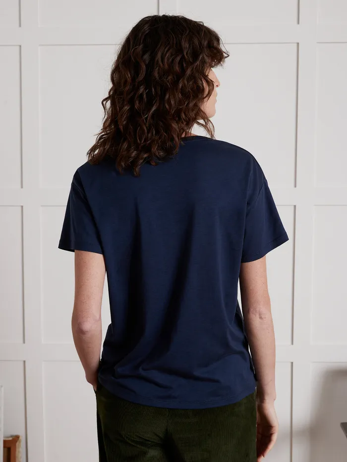Women Cyrillus Clothing Cotton And Lyocell TShirt With VNeckline Nuit