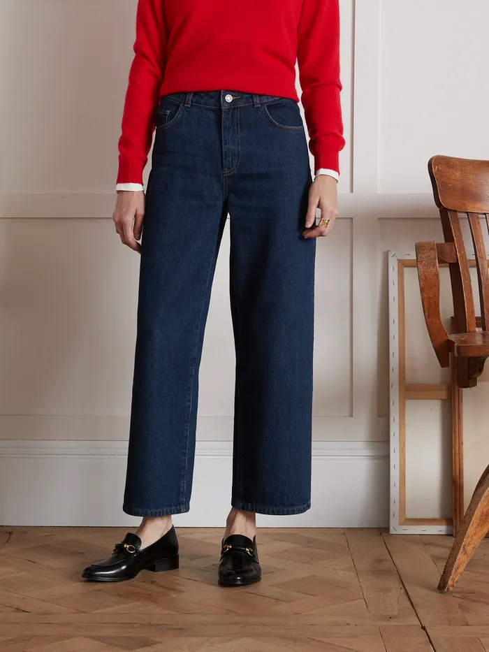 Women Cyrillus Clothing Emilie WideLeg Organic Cotton Jeans With EcoFriendly Wash Denim Brut