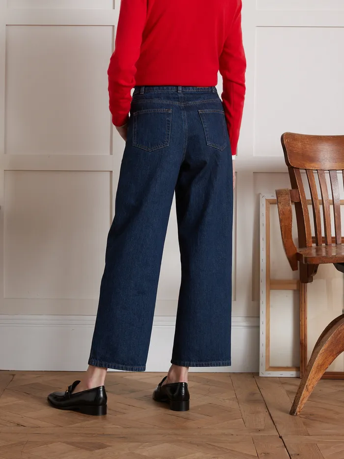 Women Cyrillus Clothing Emilie WideLeg Organic Cotton Jeans With EcoFriendly Wash Denim Brut