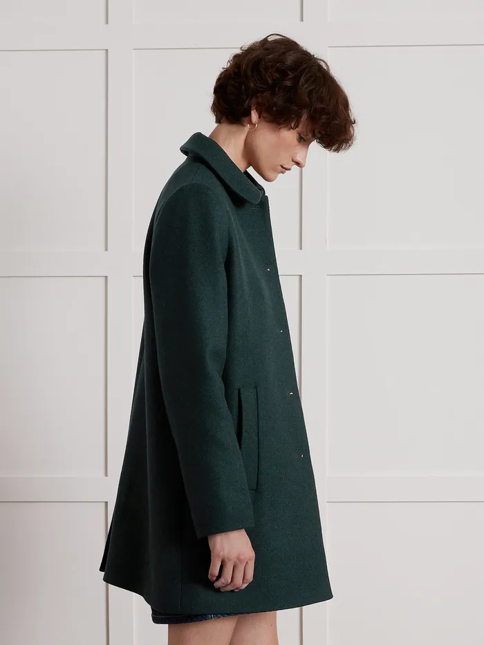 Women Cyrillus Clothing Plain Short Wool Cloth Coat Green