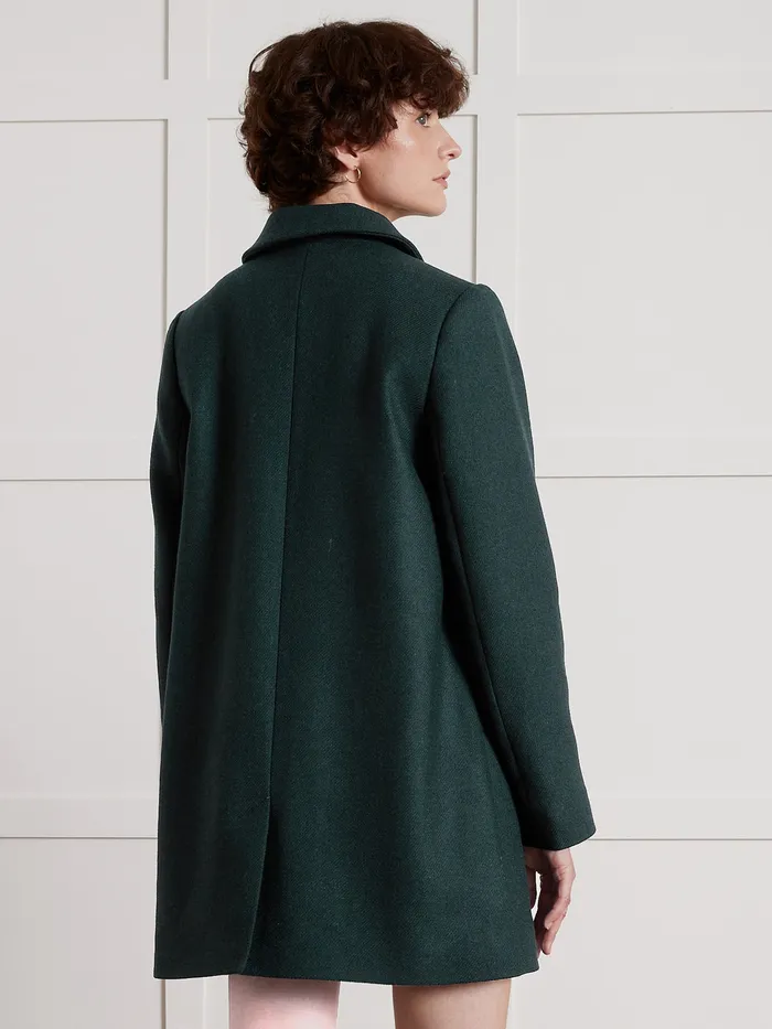 Women Cyrillus Clothing Plain Short Wool Cloth Coat Green