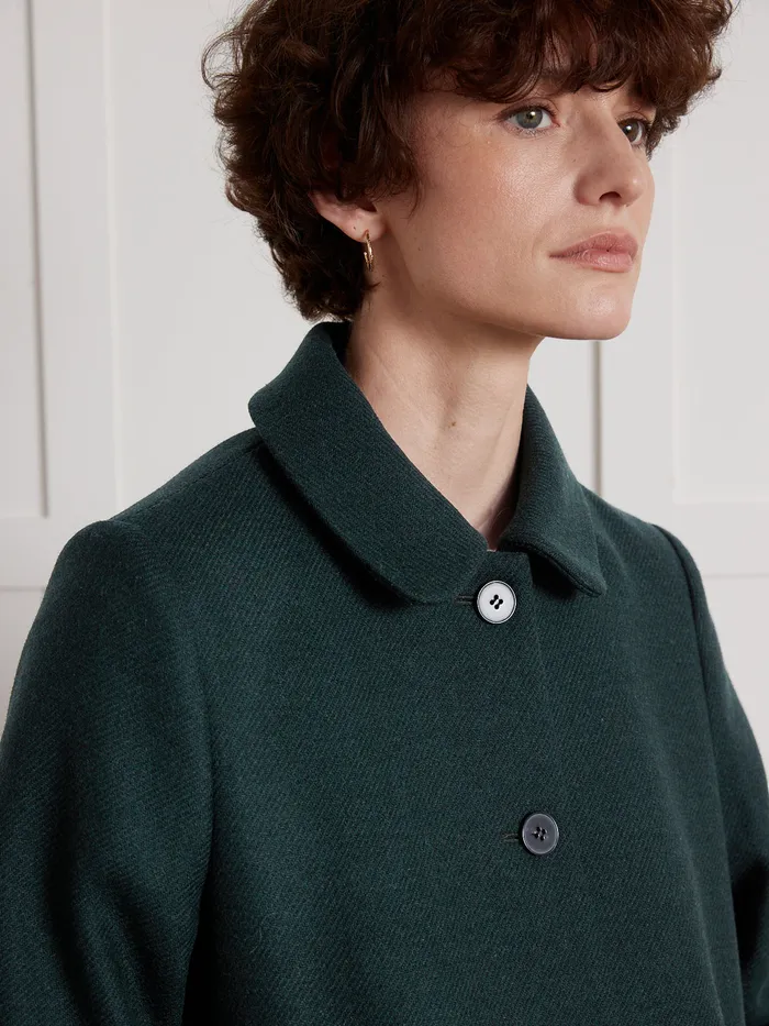 Women Cyrillus Clothing Plain Short Wool Cloth Coat Green