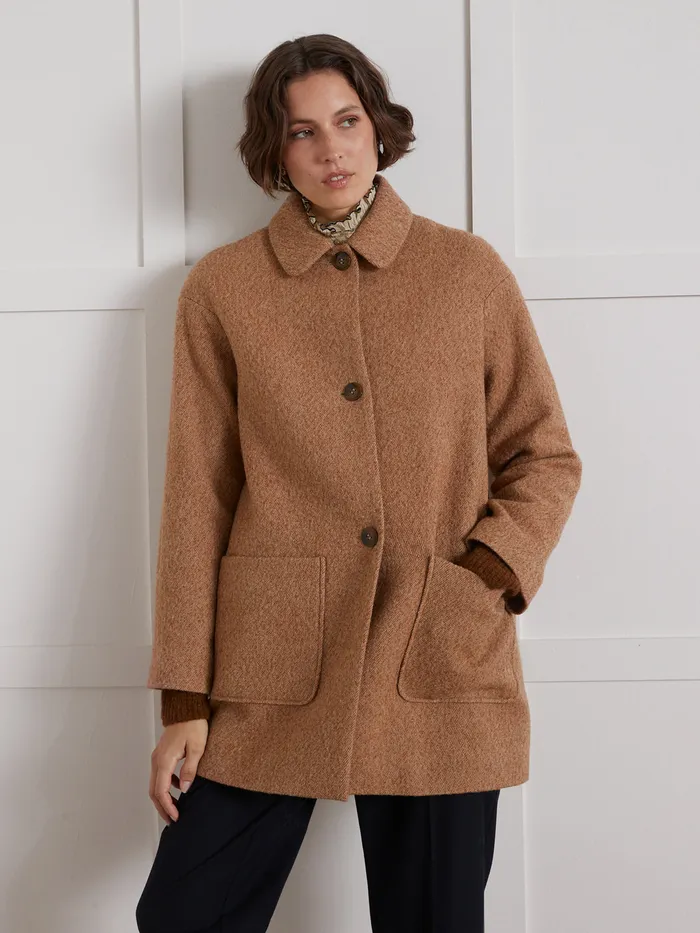 Women Cyrillus Clothing Short Wool Cloth Coat Blush