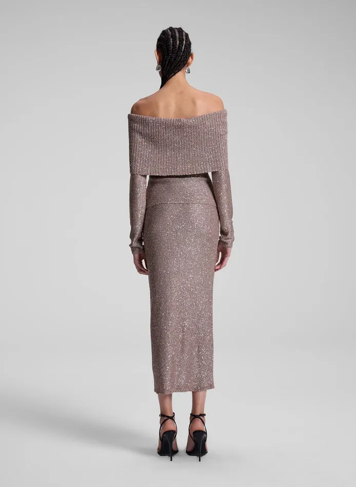 Women Dana Metallic Knit Midi Skirt Mauvesilver ALC Knitwear