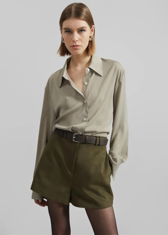 Women Daylin Button Up Shirt 8211 Khaki The Frankie Shop Tops