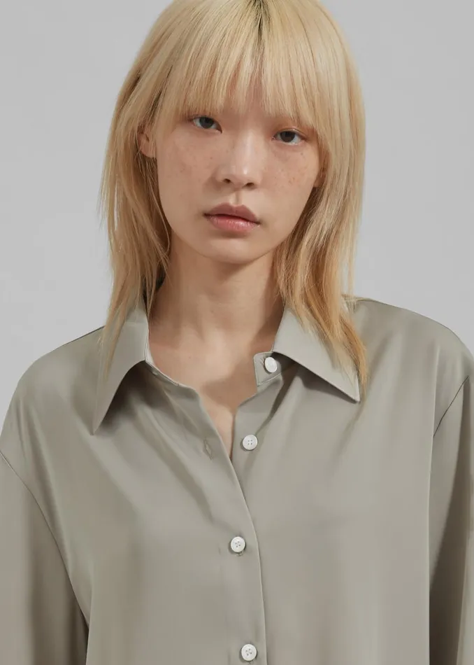Women Daylin Button Up Shirt 8211 Khaki The Frankie Shop Tops