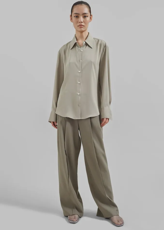 Women Daylin Button Up Shirt 8211 Khaki The Frankie Shop Tops