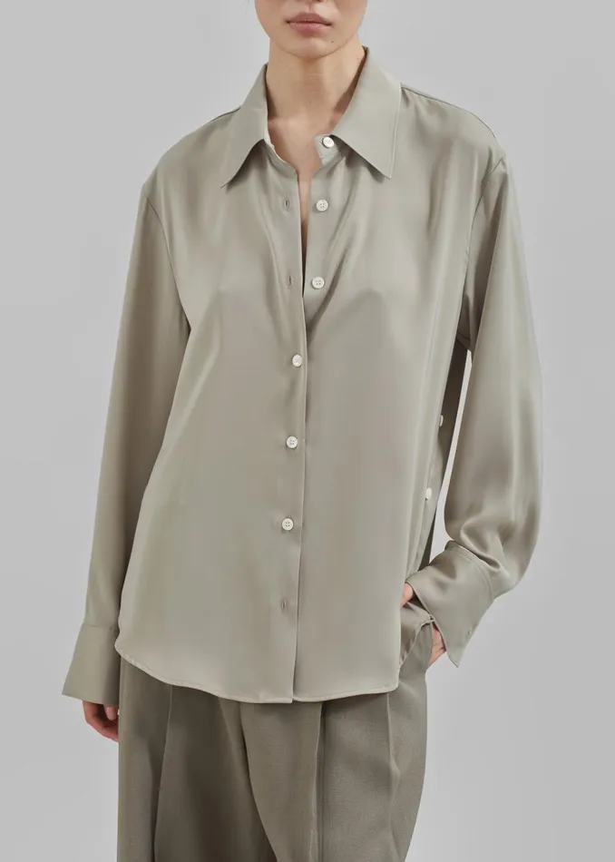 Women Daylin Button Up Shirt 8211 Khaki The Frankie Shop Tops