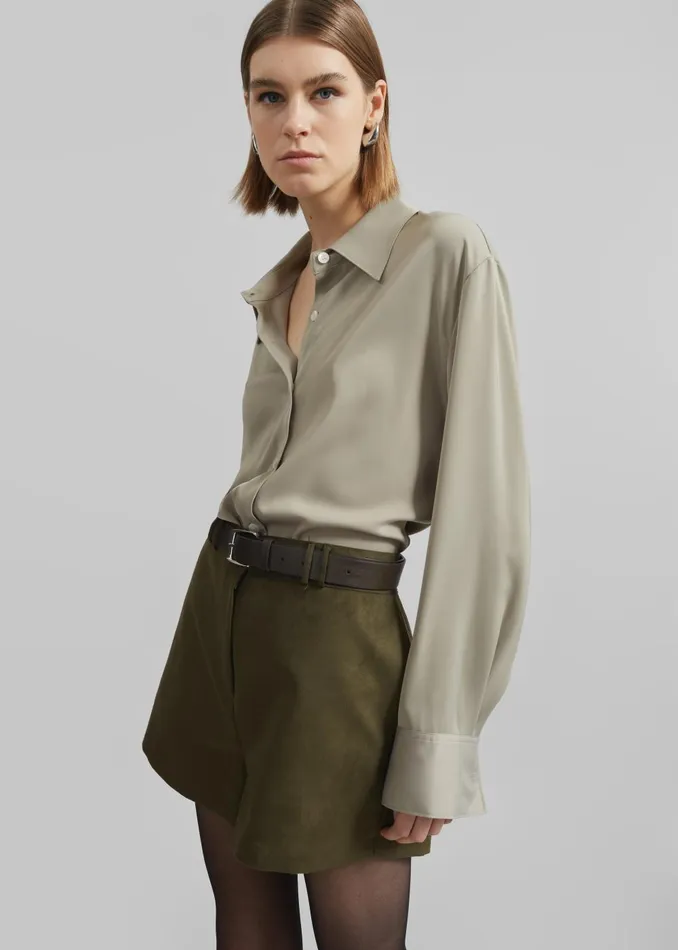 Women Daylin Button Up Shirt 8211 Khaki The Frankie Shop Tops