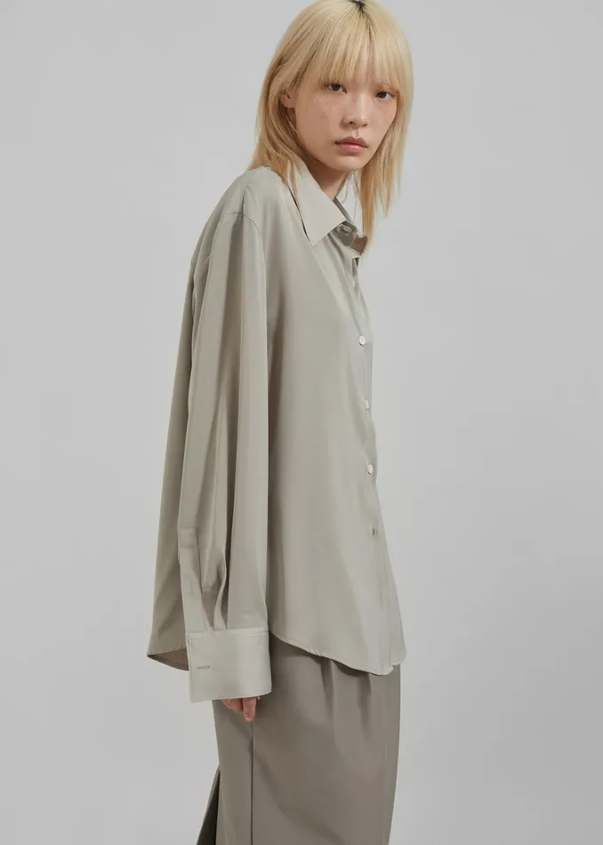 Women Daylin Button Up Shirt 8211 Khaki The Frankie Shop Tops